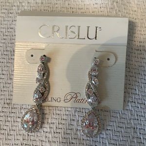 Brand new never worn Crislu Sterling platinum earrings